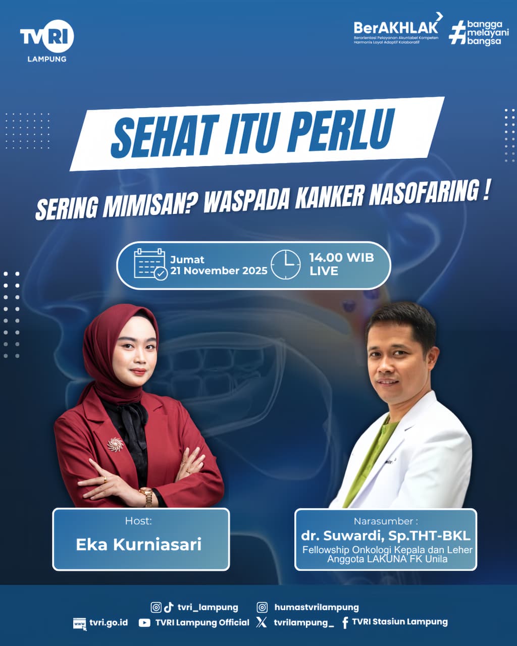 dr. Suwardi, Sp.THT-BKL, Mengisi Program “Sehat Itu Perlu” di TVRI Lampung