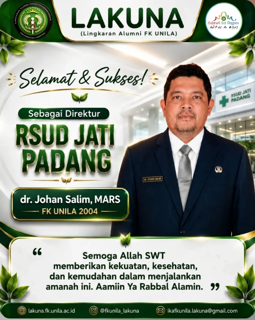 Alumni FK Unila Dipercaya Memimpin RSUD Jati Padang
