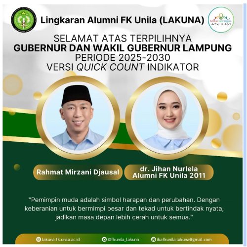 “dr. Jihan Nurlela, Alumni FK Unila 2011, Terpilih Wakil Gubernur Lampung 2025-2030 Versi Quick Count”
